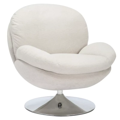 Elegantní otočné křeslo ZAYNE - světle béžové / chrom