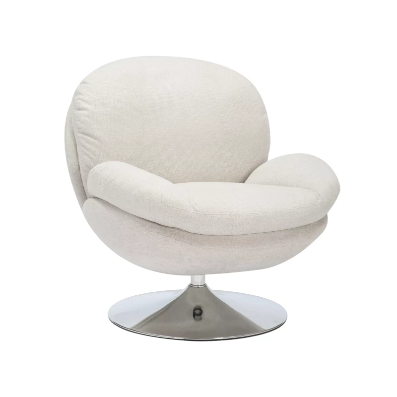 Elegantní otočné křeslo ZAYNE - světle béžové / chrom