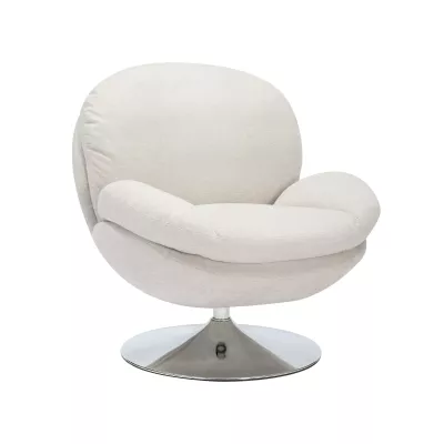 Elegantní otočné křeslo ZAYNE - světle béžové / chrom