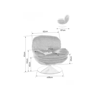 Elegantní otočné křeslo ZAYNE - šedé / chrom