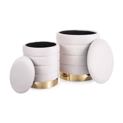 Set 2 taburetů ALEKOS - béžový / zlatý