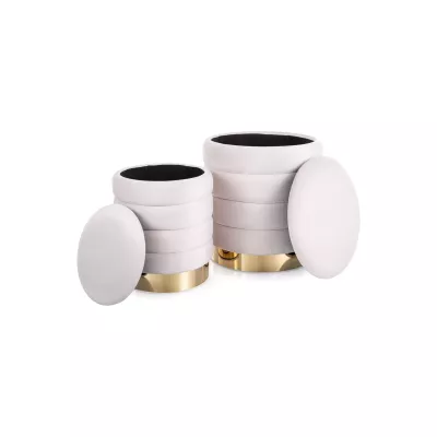 Set 2 taburetů ALEKOS - béžový / zlatý