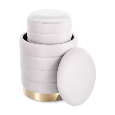 Set 2 taburetů ALEKOS - béžový / zlatý