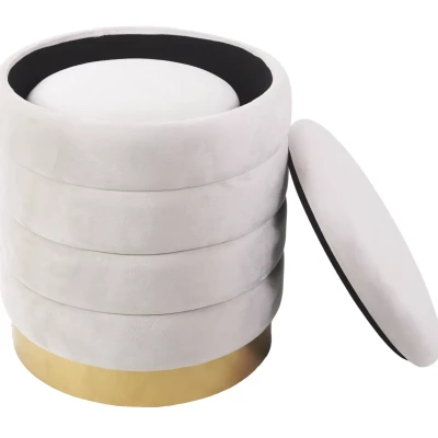 Set 2 taburetů ALEKOS - béžový / zlatý