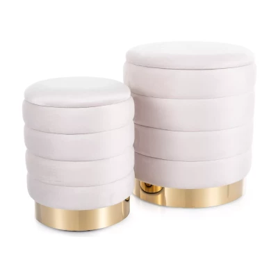 Set 2 taburetů ALEKOS - béžový / zlatý