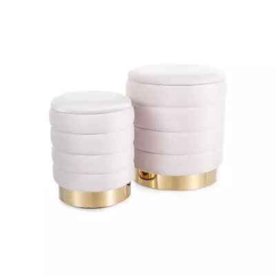 Set 2 taburetů ALEKOS - béžový / zlatý