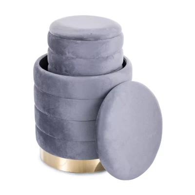 Set 2 taburetů ALEKOS - šedý / zlatý