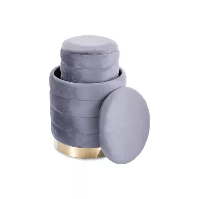 Set 2 taburetů ALEKOS - šedý / zlatý