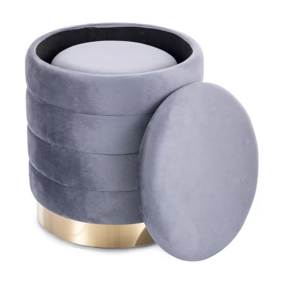 Set 2 taburetů ALEKOS - šedý / zlatý