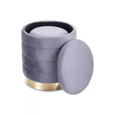 Set 2 taburetů ALEKOS - šedý / zlatý