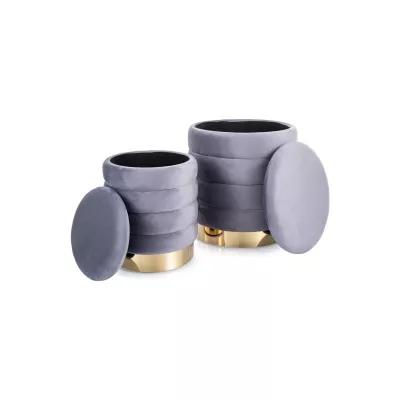 Set 2 taburetů ALEKOS - šedý / zlatý