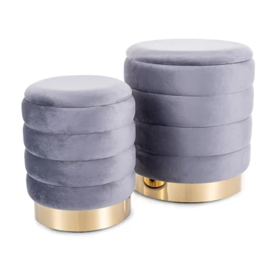 Set 2 taburetů ALEKOS - šedý / zlatý