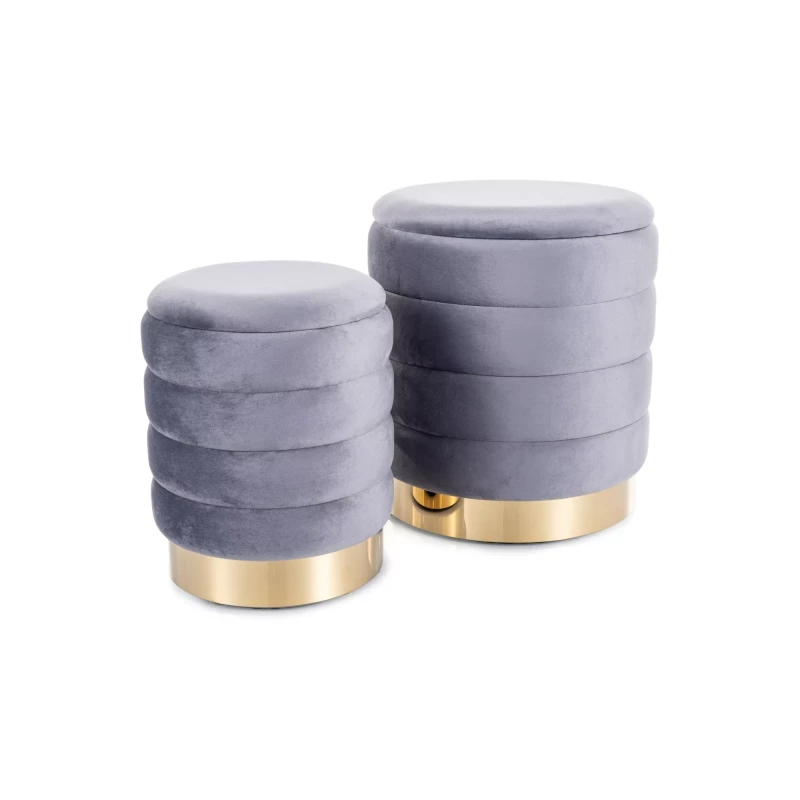 Set 2 taburetů ALEKOS - šedý / zlatý