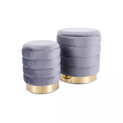 Set 2 taburetů ALEKOS - šedý / zlatý