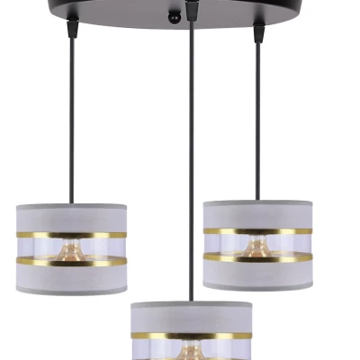 Závěsné moderní svítidlo PANDY - 3xE27, 40W, černé / zlaté / šedé