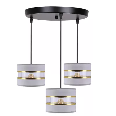 Závěsné moderní svítidlo PANDY - 3xE27, 40W, černé / zlaté / šedé