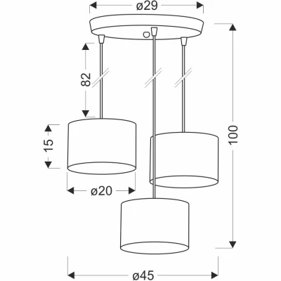 Závěsné moderní svítidlo PANDY - 3xE27, 40W, černé / zlaté / šedé