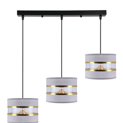 Závěsné moderní svítidlo nad jídelní stůl PANDY - 3xE27, 40W, černé / zlaté / šedé