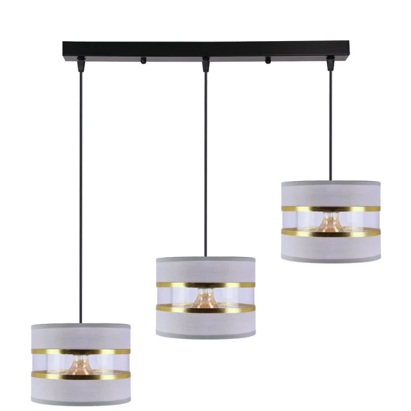 Závěsné moderní svítidlo nad jídelní stůl PANDY - 3xE27, 40W, černé / zlaté / šedé