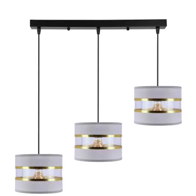 Závěsné moderní svítidlo nad jídelní stůl PANDY - 3xE27, 40W, černé / zlaté / šedé