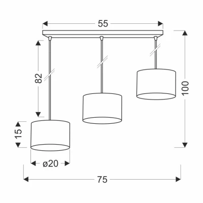 Závěsné moderní svítidlo nad jídelní stůl PANDY - 3xE27, 40W, černé / zlaté / šedé