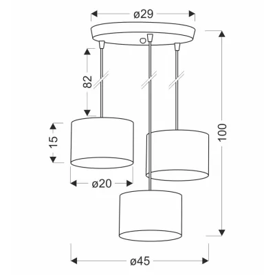 Závěsné moderní svítidlo PANDY - 3xE27, 40W, černé / zlaté / čiré