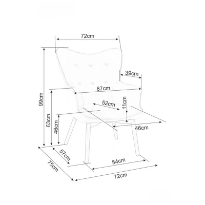 Čalouněné křeslo KAYLAN - tmavě béžové / černé