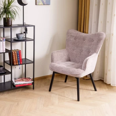 Čalouněné křeslo KAYLAN - tmavě béžové / černé