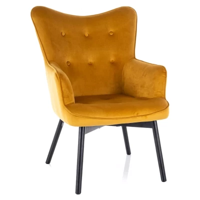 Čalouněné křeslo KAYLAN - hořčicové / černé