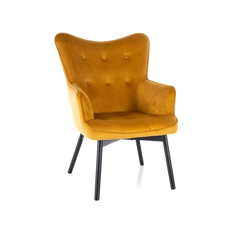 Čalouněné křeslo KAYLAN - hořčicové / černé