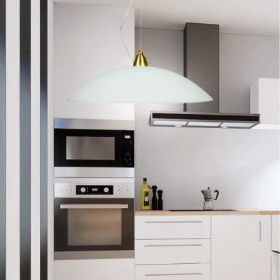 Moderní závěsné svítidlo na lanku OTEO - 1xE27, 60W, mosazné / bílé