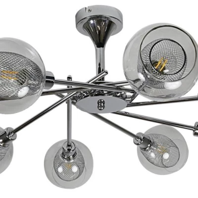 Závěsné designové osvětlení OZZO - 8xE14, 40W, chromované / čiré