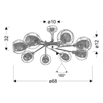 Závěsné designové osvětlení OZZO - 8xE14, 40W, chromované / čiré