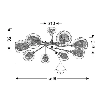 Závěsné designové osvětlení OZZO - 8xE14, 40W, chromované / čiré