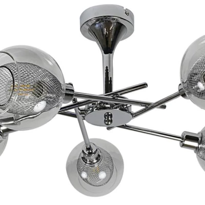 Závěsné designové osvětlení OZZO - 5xE14, 40W, chromované / čiré