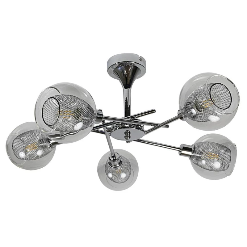 Závěsné designové osvětlení OZZO - 5xE14, 40W, chromované / čiré