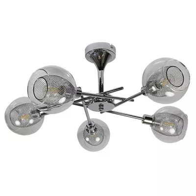 Závěsné designové osvětlení OZZO - 5xE14, 40W, chromované / čiré