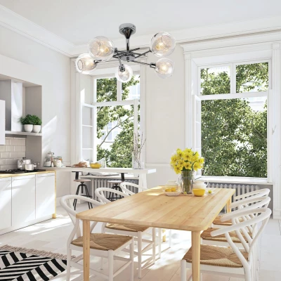 Závěsné designové osvětlení OZZO - 5xE14, 40W, chromované / čiré