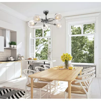 Závěsné designové osvětlení OZZO - 5xE14, 40W, chromované / čiré