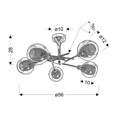 Závěsné designové osvětlení OZZO - 5xE14, 40W, chromované / čiré