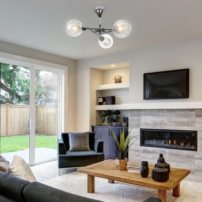 Závěsné designové osvětlení OZZO - 3xE14, 40W, chromované / čiré