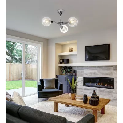 Závěsné designové osvětlení OZZO - 3xE14, 40W, chromované / čiré