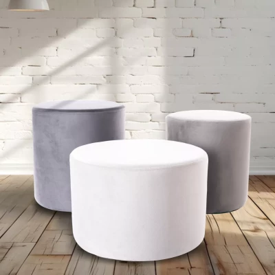 Kulatý taburet DOLORES 2 - světle šedý