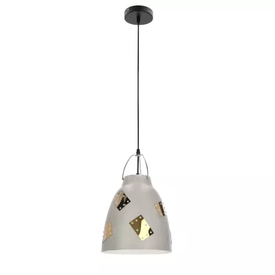 Závěsné industriální svítidlo na lanku PATCH - 1xE27, 60W, šedé / zlaté