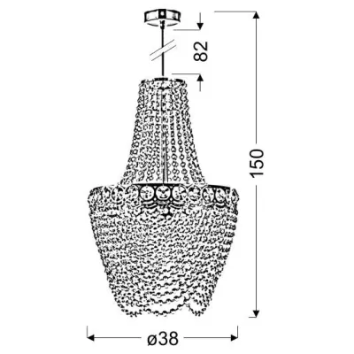 Designový závěsný lustr PERSEO - 3xE27, 60W, zlatý