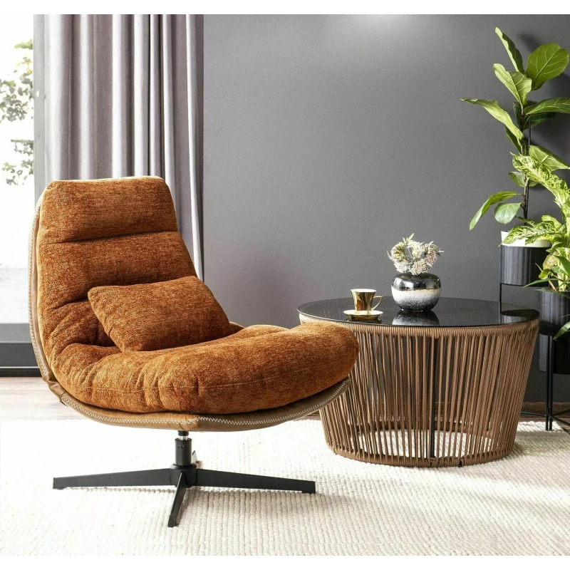 Čalouněné křeslo CAMISA - skořicové / černé