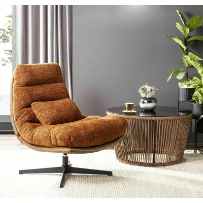 Čalouněné křeslo CAMISA - skořicové / černé