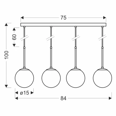 Závěsné světlo nad jídelní stůl POMPEI - 4xE27, 40W, černé / bílé