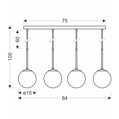 Závěsné světlo nad jídelní stůl POMPEI - 4xE27, 40W, černé / bílé