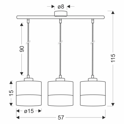 Závěsné světlo skandinávského stylu PORTO - 3xE27, 60W, černé / hnědé